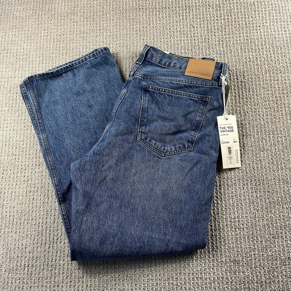 Aritzia Denim Forum The 90s Vintage Lo Rise Straight Jeans Blue 32W 34x31 NWT